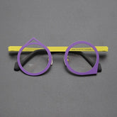 Noor Retro Titanium Glasses Frame Geometric Frames Southood Purple Yellow